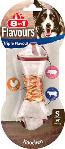 8in1 Triple Flavour Knochen S - leckerer Hundeknochen mit Hähnchenfilet, Schweine- und Rinderhaut, 1 Stück