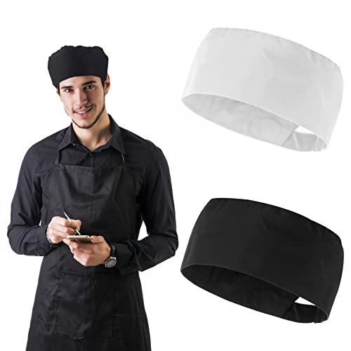 Yolev 2 Stücke Kochmütze Herren Küche Kochen Food Service Cap Verstellbare Schwarzer Hut kochmützen Food Service Cap für Koch Mütze Servieren und Andere Jobs Schwarz Damen