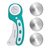 Newaner Rollschneider Set 45mm, Edelstahl Rotary Cutter mit 3 SKS-7 Ersatzklingen, Schutzmechanismus, Ergonomischer Stoffschneider, Rollenschneider, Profi Rollmesser für Stoff, Papier, Nähen, Leder