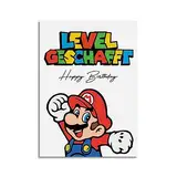 Nastami Geburtstagskarte lustige Karte Geburtstag Geschenk Freunde (Mario Level geschafft)