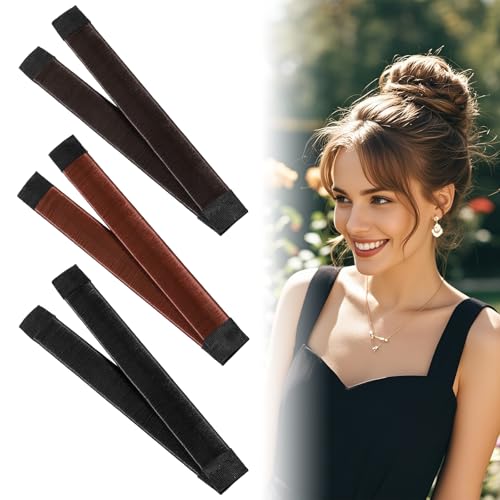 simarro 3 Stück Dutt Maker, Easy Hair Bun Maker Flechthilfe Haare Mädchen Damen Haarknotenmacher Französisch Haar Donut Snap Roll Bun Werkzeug(Hellbraun+Dunkelbraun+Schwarz)