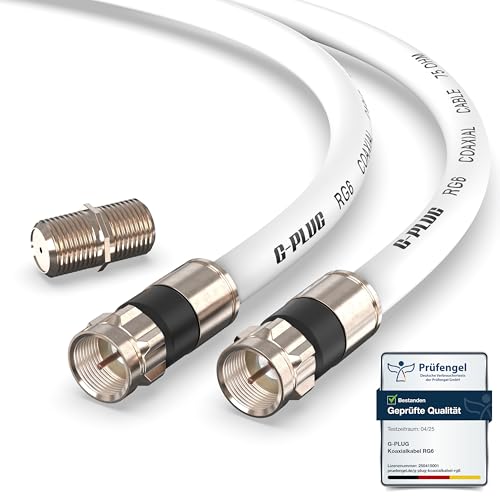 G-PLUG Antennenkabel 5m - TV Kabel – Verlängerung für Sat Kabel F Stecker Koaxialkabel geeignet für TV, HDTV, Radio, DVB-T, DVB-C, DVB-S, DVB-S2 / Full HD –Doppelgummi und RG6 Pressverbinder