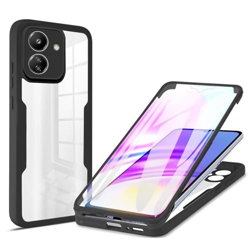 Rnrieyta Miagon 360 Grad Hülle für Xiaomi 13T Pro/13T,Ganzkörper Schutzhülle mit Eingebauter Displayschutzfolie Full Body Silikon Case Durchsichtige Bumper,Schwarz