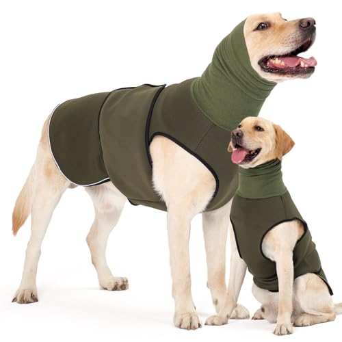 HEYWEAN Hundemantel mit beruhigender Kapuze und Ohrenschutz Anti Stress Weste Hund Beruhigungsweste Hund Rollkragen für Hunde Angst Beruhigungsjacke für Hunde Calmingshirt mit reflektierenden Streifen