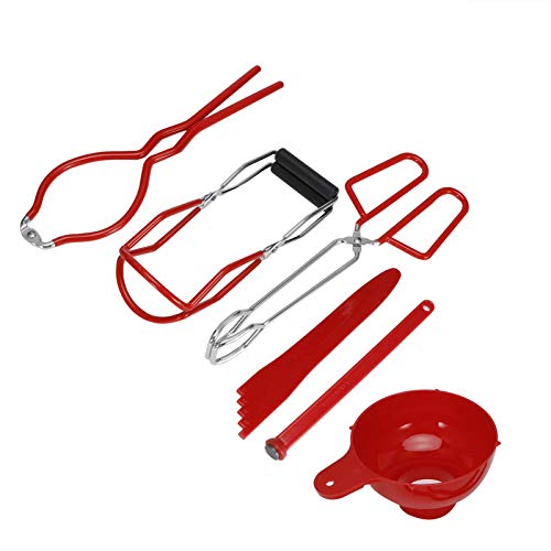 ZJchao Konserven -Kit, 6pcs Nicht -Slip -Food -Zange Magnetisch Deckel Lifter Konservenzange mit Weichen Grip -Konservenutensilien für die Lagerung von Lebensmitteln und die Essgewohnheiten (Rot)