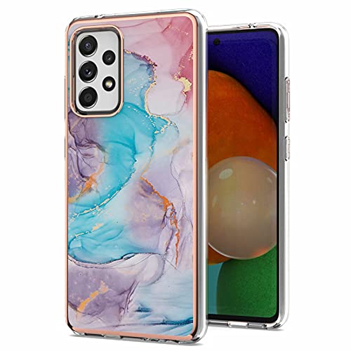 Miagon Hülle Handyhülle für Samsung Galaxy A72 4G/5G,Slim Dünn Schale Marmor Serie Cover TPU Bumper Kratzfest Schutzhülle Hülle,Blau Marmor