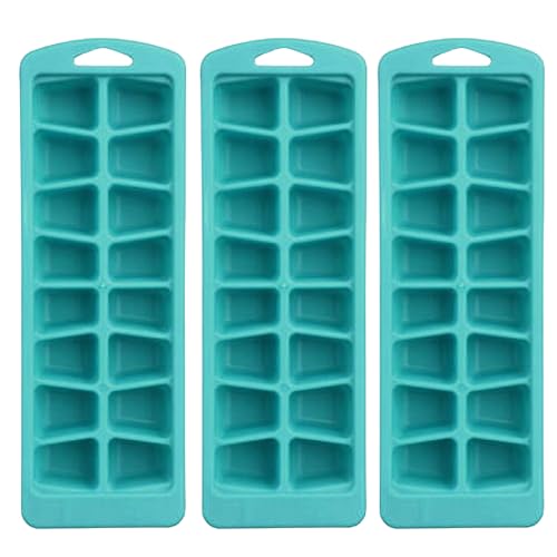 PARENCE.- Set mit 3 Eiswürfelboxen aus Polypropylen - 16 Fächer pro Tablett (insgesamt 48) / Stapelbar, 3 Stück, 25x8,5x2,5cm - Zufällige Farben