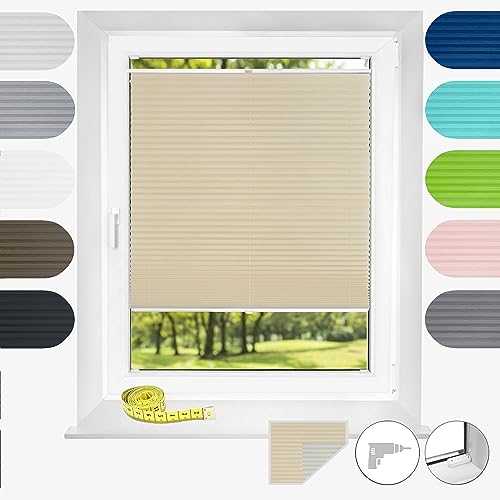 Birrke Thermo Plissee mit Bohren - Maßanfertigung 25-160cm x 30-149cm - Verdunkelungsrollo für Fenster - Sonnenschutz & Wärmeschutz - Einfache Montage - Fensterplissee Blickdicht