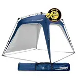 Lumaland Outdoor Pavillon 2,5 x 2,5m | Wasserdicht & UV-Schutz | Gartenzelt inkl. 1x Seitenteil & Tasche & Heringe | Robuster Camping & Partyzelt | Pop Up Zelt Aufbau in 2 Minuten [Blau]