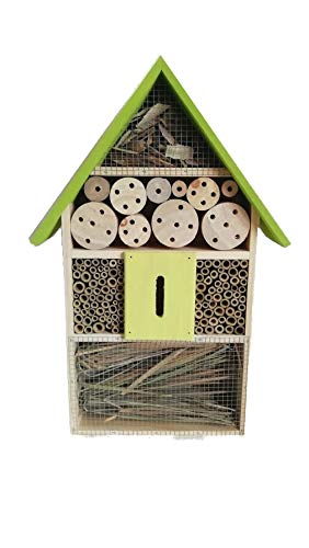 Eifa XXL 50 cm Insektenhotel Natur GRÜNES Dach/Nistkasten Insektenhaus aus Holz für Bienen, Schmetterlinge, Käfer & andere Tiere