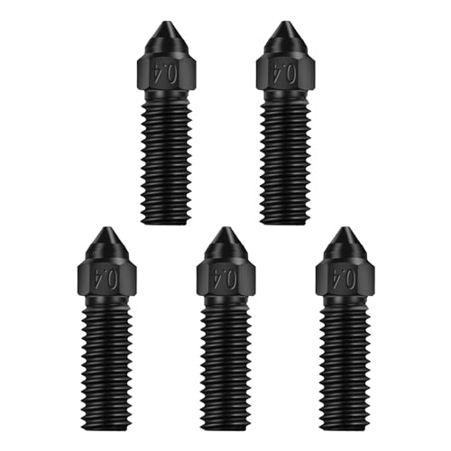 Creality K1 Düsen Set Offizielles 5 Stück 3D Drucker Düsen aus gehärtetem Stahl 0,4 mm Hochgeschwindigkeitsdruck und Extruderdüsen mit hohem Durchfluss für Creality K1 Max CR-M4 CR-10 SE Ender 3 V3 KE