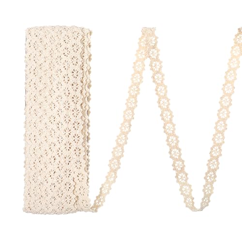BOHUIZ 15 Yard Vintage Spitzenband, Schleifenband Beige Baumwolle Spitzenborte Dekoband Zierband Spitzenborte für Nähen Handwerk Hochzeit Deko Geschenkbox
