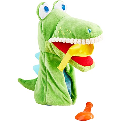 HABA 306255 - Handpuppe Allesfresser Kroko, Handpuppe ab 1,5 Jahren