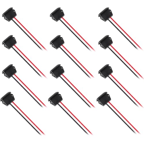 12Pcs USB C Buchse Einbau USB C Einbaubuchse 3A Schnelllade-Typ-C-Buchse 2 Draht mit Schnappnut Schnalle Geeignet für Auto-Recorder-Haushaltsgeräte