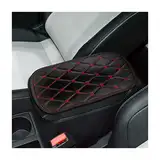 CGEAMDY Universal-Armlehnenkissen aus Leder, weich, rutschfest, wasserdicht, Autozubehör für Suv, LKW, Auto (Schwarz-Rot)
