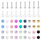 Longita 16G 6-10MM Stab Piercing Lippe Chirurgenstahl & Acryl Ersatzkugeln Piercing Kugel für Helix Tragus Piercing Ohrstecker Labret Lippenpiercing Ohrpiercing Conch Piercing für Damen