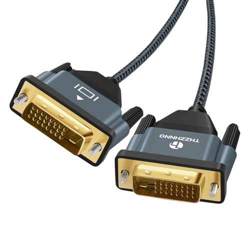 Thzzhnno DVI auf DVI Kabel 2M, Vergoldet und Geflochten DVI D 24 + 1 auf DVI-Kabel hohe Auflösung 2560 x 1601 für Spiele, DVD, Laptop, HDTV, PC, Display