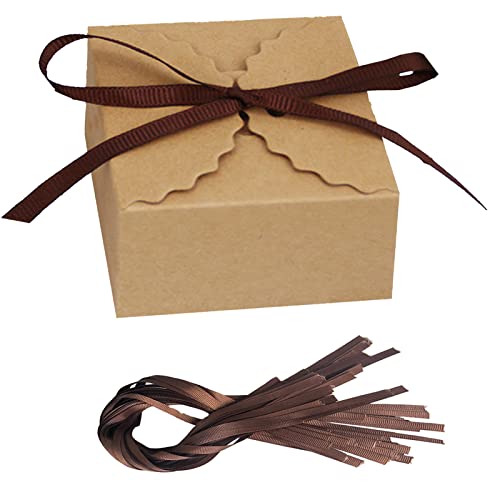 30 Stück Kraftpapier Box, Kraftpapier Geschenkbox, Kraftpapierbox mit Braunes Band, für Geschenkverpackungen, Geburtstagsgeschenke und Festivalgeschenke Verwendet