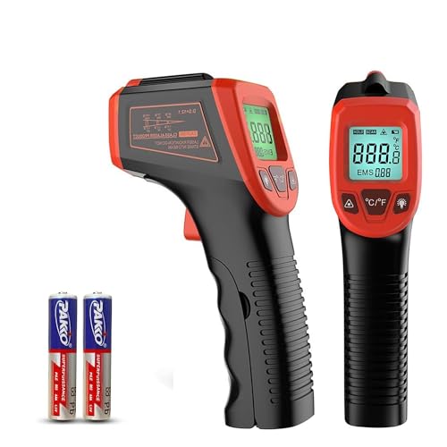 Infrarot-Thermometer, berührungsloses digitales Laser-Temperaturmessgerät, Farbdisplay -58℉～1112℉(-50℃～600℃) mit LCD-Display – zum Kochen/Grillen/Gefrierschrank/Pizzaofen (Red Upgrade)