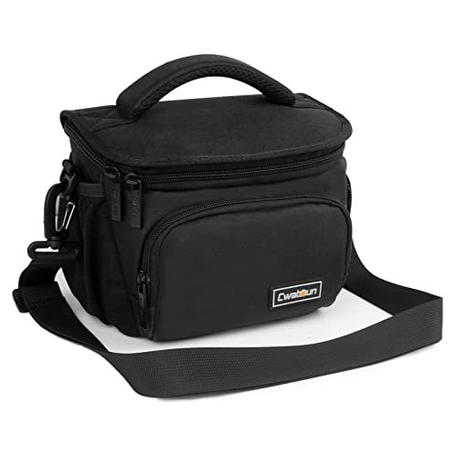 Cwatcun Kameratasche Spiegelreflex Kamera Tasche, wasserdichte Fototasche für Spiegelreflexkameras für Canon, Nikon, Sony, Fuji Klein DSLR/SLR und Objektiv,Schwarz,S