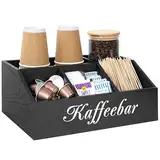 Winter Shore Kaffee Organizer aus Holz für die Arbeitsplatte - Moderner Gewürz- & Coffee Bar Organizer für Büro - Küchenarbeitsplatten-Organizer - Coffee Station & Bar Zubehör für Snacks im Pausenraum