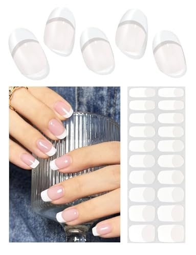 Wahrshei UV Gel Strips | 20 pcs Classic French UV Gel Nagelfolie | Nagelfolie Selbstklebend | Gel Nail Stickers, Gellack Wraps für Nagel