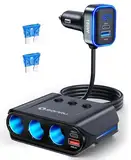 SONRU 7 in 1 Ladegerät für Auto, [Dual PD & QC 3.0] 180 W Schnellladung USB-Zigarettenanzünder, 12 V/24 V Autoladegerät USB C mit Voltmeter kompatibel mit iPhone 16 15 Pro Max, iPad, Samsung