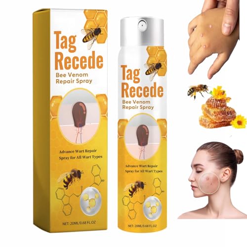 Tag Recede Bienengift Spray zur Entfernung von Hautflecken Treatment Spray Gegen Warzen 20 ml Bee Venom Behandlungsspray zur Entfernung von Bienengiftwarzen Anhängseln für Arm Taille Füße Bein