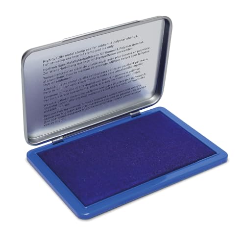 Imprint Handstempelkissen 9073M für den täglichen Bedarf zu Hause und im Büro – 1 Stempelkissen blau, robuster Metalldeckel, wasserbasierte Tinte, Größe 12,5x8 cm, optimal für Handstempel geeignet