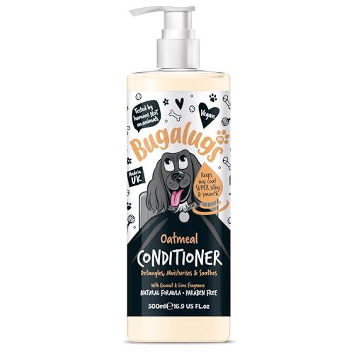 BUGALUGS Hunde-Conditioner mit Haferflocken- und Aloe-Vera-Hundeparfüm, bester Pflege-Conditioner für Hunde, Welpen und stinkende Haustiere, die entwirrt und Feuchtigkeit spendet, Verwendung mit
