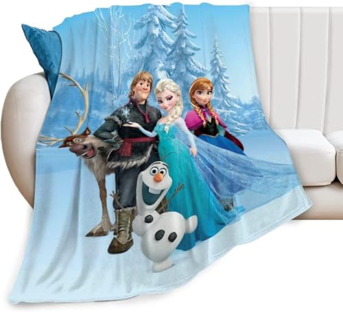 Frozen Kuscheldecke Cartoon Frozen Decke Flauschig 3D Anime Kuscheldecke für Couch Blanket, Übergroße Warme Super Weiche Decke Schlafdecke Sofadecke Reisedecke 150x100cm