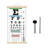 Augendiagramme für Augenprüfungen, Abstand 6,8 m, Snellen Eye Chart Augendiagramm mit Holzrahmen für Wanddekoration, 55,9 x 27,9 cm Leinwand Augendiagramm mit Augenverschluss und Handzeiger für Kinder