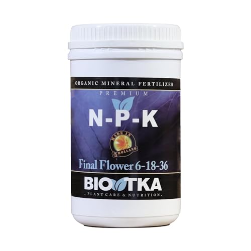 BIOTKA NPK Dünger für Blüte und Fruchtbildung | Universaldünger für Obst und Gemüse | Palm und Orchideendünger | Dünger Zimmerpflanzen | Granulat Dünger für Hydrokultur (1kg) NPK 6-18-36