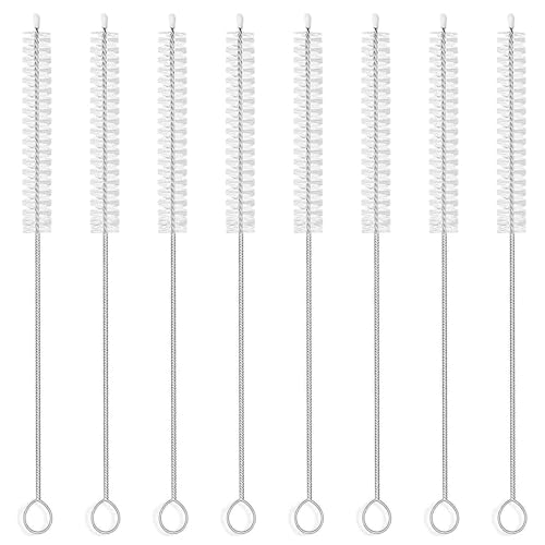Catelves Strohhalm Bürste 8 Stück, Flaschenbürste Dünn, Strohhalm Reinigungsbürste, Flaschenbürste Lang 20cm, Reinigungsbürste für Kaffeevollautomat, Trinken Bürste Reinigung(Weiß)