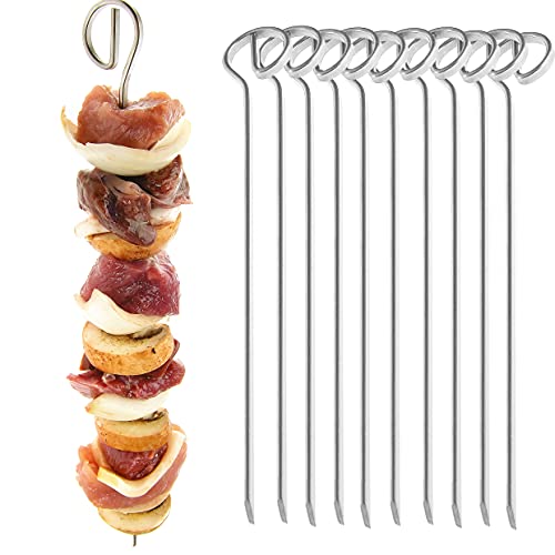 Grillspieße 10er Set - 21 cm Schaschlikspieße aus Edelstahl - Grill-Hochgenuss für alle Fleischfans und Vegetarier - Fleischspieße, Made in Germany