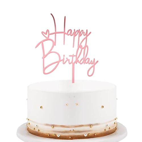 KOBOKO Happy Birthday Cake Topper, Acryl Tortendeko Geburtstag, Roségold Kuchen Deko Geburtstag, Happy Birthday Tortendeko, Happy Birthday Torten Topper Geburtstag Mädchen Jungen Frau Mann 10X14,5cm