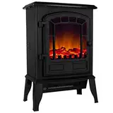 Deuba® Elektrokamin Kaminfeuer 2000W 2 Heizstufen Elektroheizung elektrischer Heizlüfter Elektroofen Elektrokamin mit LED Flammen Dekokamin schwarz