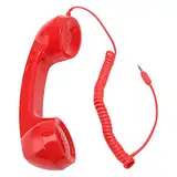 Retro Telefonhörer, Vintage Retro 3,5 mm Telefonhörer Handyempfänger, Strahlungssicheres Hand Handymikrofon für Mobiltelefone und Computer (Rot)