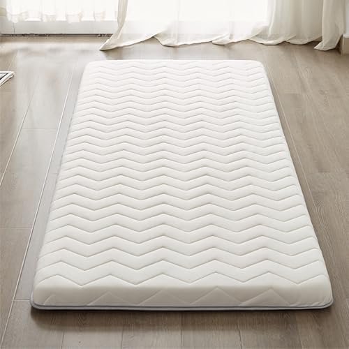 guoiooi Japanische Futon-Bodenmatratze aus Latex, Faltbare Tatami-Matte, Isomatte, dicke Matratze for Jungen- und Mädchenschlafsäle, aufrollbares Bodenbett for Gäste(White,100x180cm/39x71inch)