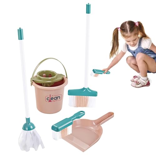 Reinigungsspielzeug für Kleinkinder | Besen- und Wischmopp-Set für Kinder – Reinigungsset für Kleinkinder, Reinigungswagen inklusive Besen, Staubwedel und Kehrschaufel. Verbessern Sie Ihre Vorstellung