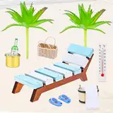 Strand deko Miniatur,Strand deko,Wellness deko,Puppenhaus Miniatur Klappstuhl,Miniatur Strand Stuhl, Miniatur Deko Liegestuhl,für DIY Dekoration.