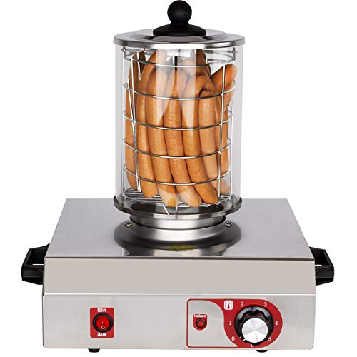 Beeketal 'BHG06a' Profi Gastro Hot Dog Maker mit 135 mm Korbdurchmesser, Edelstahl Hot Dog Maschine zum erhitzen von Würsten, schwere Edelstahl Ausführung mit Tragegriffen, Ausführung OHNE Heizspieße