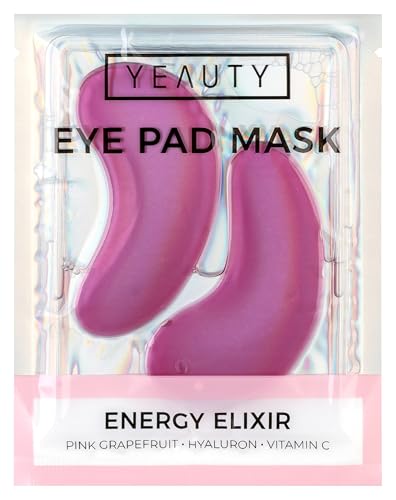 YEAUTY ENERGY ELIXIR EYE PAD MASK, die superweichen Augenpads mit dem luxuriösen Anti-Aging Serum ausVitamin C, Hyaluron und Pink Grapefruit reduziert Augenringe und glättet die Augenpartie