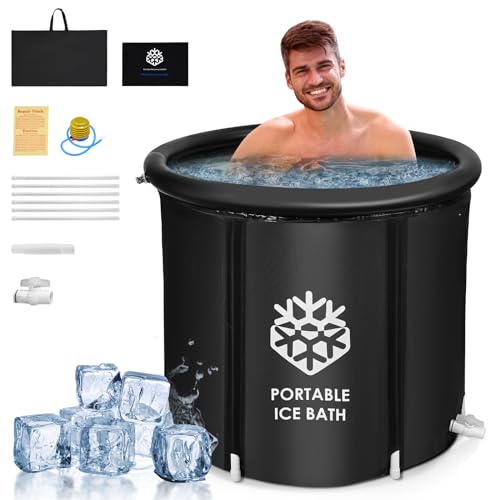 Niest Eisbad Tonne für Athleten mit Abdeckung, 376L Tragbares Ice Bath Tub für Kryotherapie, Faltbare Aufblasbare Badewanne für den Innenbereich