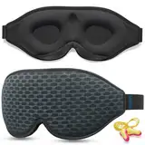 2025 Innovative Schlafmaske für Männer und Frauen. 100% Licht blockierend Ergonomische, einstellbare Augenmaske mit Ohrstöpseln für Schlaf, Nickerchen, Meditation, Reisen, angenehme Nachtruhe