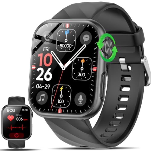 2025 Smartwatch EKG+HRV/ΒΙυtzυcker/BMI/Harnsäure/Herren Damen, 1.97'' AMOLED Gesundheitsuhr mit Telefonfunktion, SOS-Notruf, 24H Herzfrequenz/SPO2/Blutdruck Schlafmonitor Fitnessuhr für Android iOS