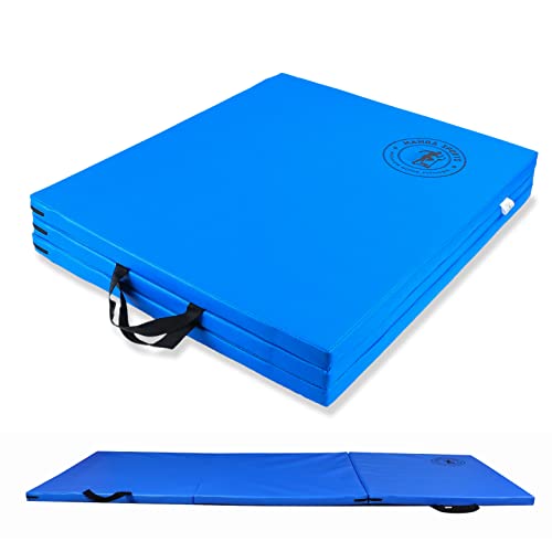 MAMBA SPORTS Klappbare Turnmatte - (182 x 70 cm) - 3cm dicke Weichbodenmatte - klappbar - Fallschutzmatten Outdoor & Indoor - Gymnastikmatte faltbar