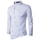 PTLLEND Herren Langarmshirt Weiß Hemd Herren Winter Kurzarm Hemden Männer Dunkelblaues Hemd Herren Kurzärmeliges Hemd Herren Muster Rot Schwarz Hemd Herren Hemd Bedruckt Herren(Weiß,XXL)