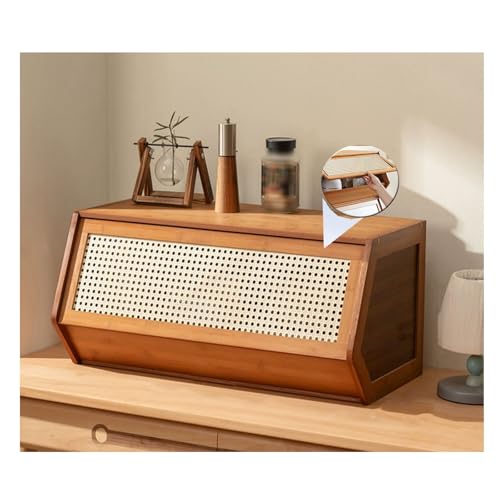 Generisch Staubdichter Schutzvitrine mit Rattan-Tür, ideal für Sammlerstücke, Aufbewahrung und Präsentation, Schwarz, 86 cm
