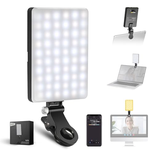 NEEWER BASICS VL67B Phone Selfie Light für iPhone mit APP Steuerung, Bi Color 2000mAh Clip On Fill Light für Vlogging Aufnahme Live Streaming, Computer/Laptop/Webcam/Monitor Videokonferenz Beleuchtung